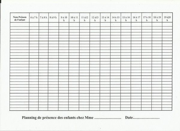 planning d'acceuil
